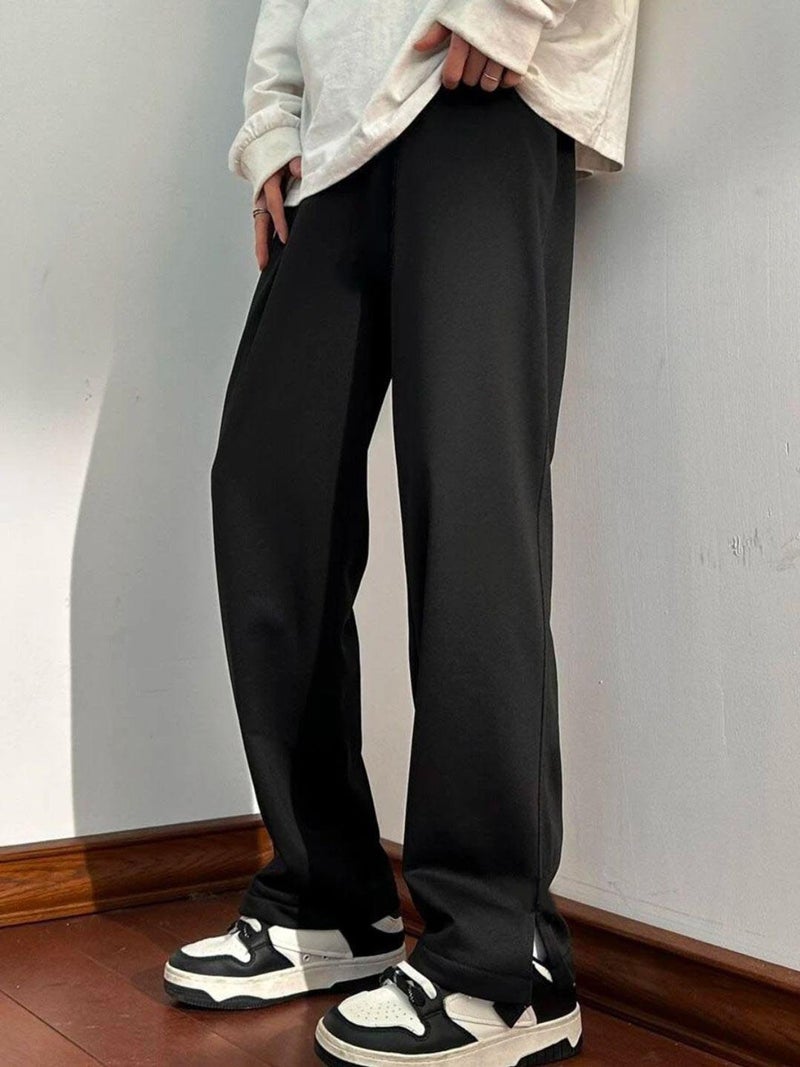 FLYNOFF Black Solid Loose Fit Men's Track Pant - Image 2